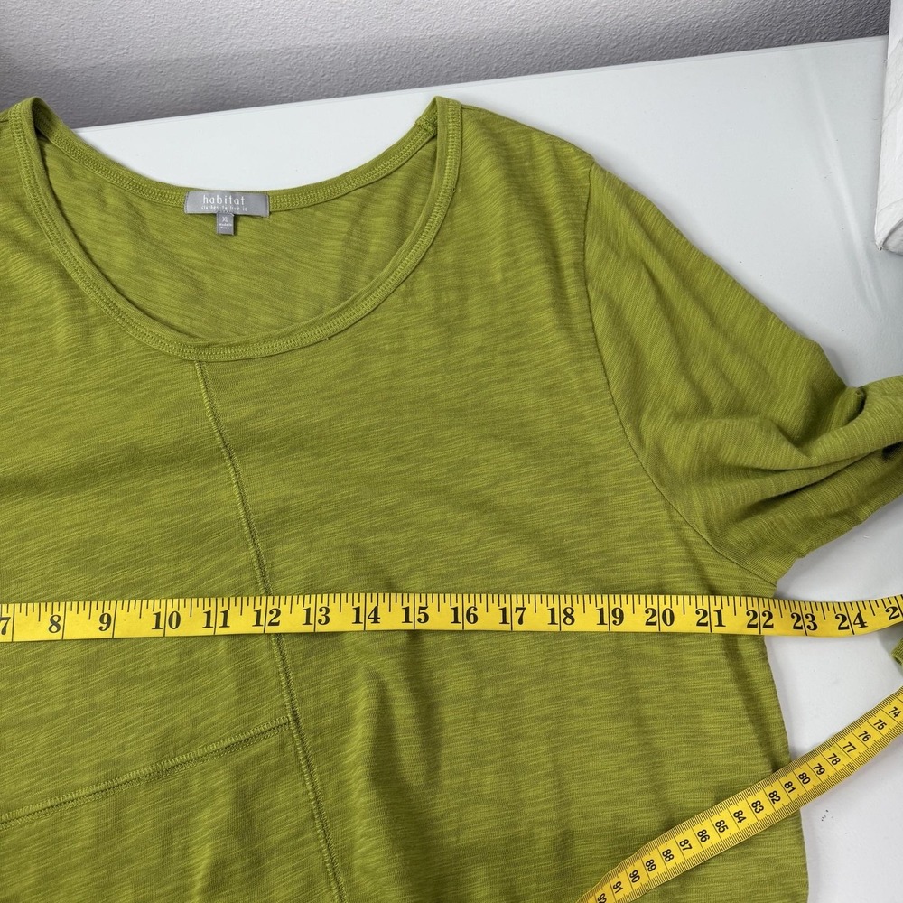 Habitat Tunic Womens XL Green Scoop Neck Long Sleeve Pockets Lagenlook Olive - Picture 8 of 13